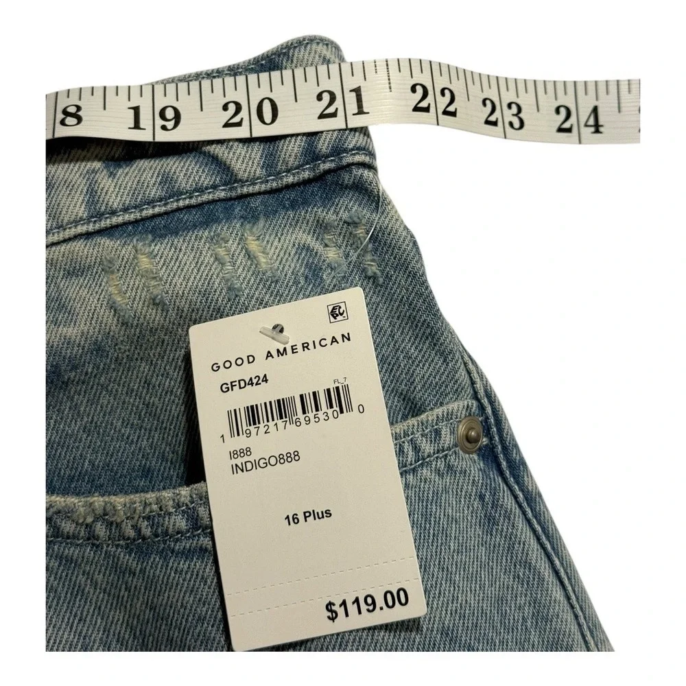 GOOD AMERICAN Good Standard Long Short‎ Mid Rise Relaxed Fit Denim Size 16 Plus